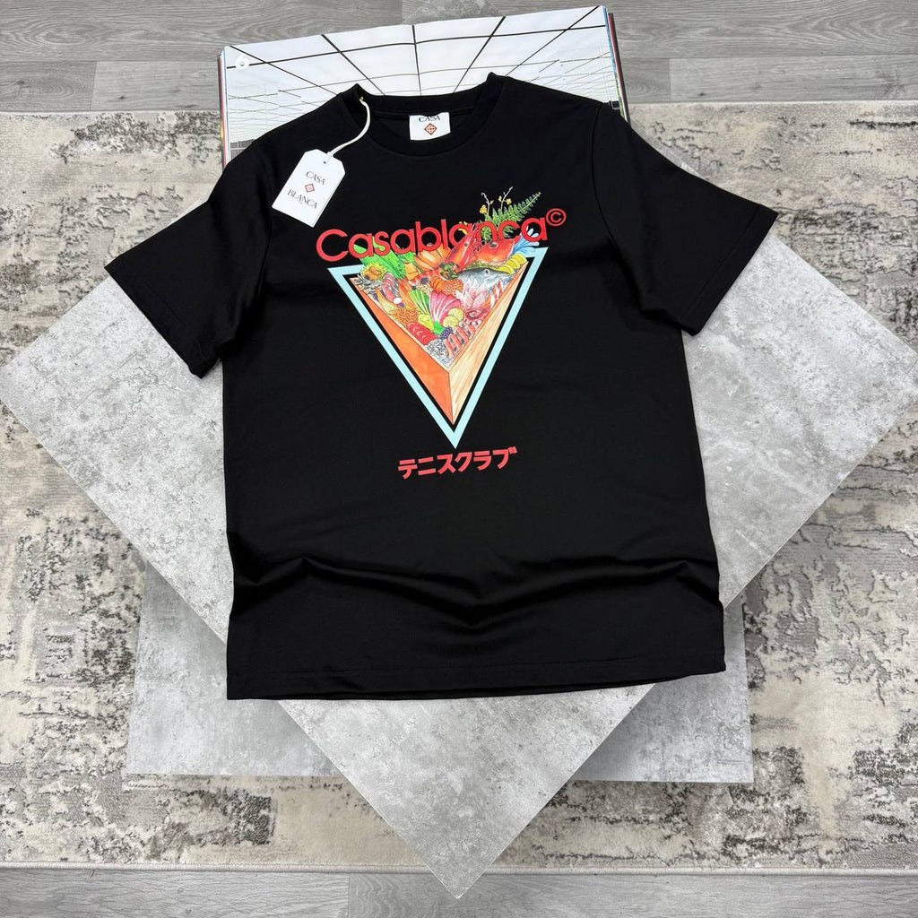 Casablanca Tennis Club Triangle-Print Graphic Mens T-Shirts in 2 Colors Best Sale UK Reps AAA Quality