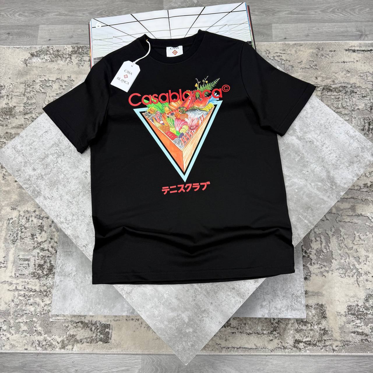 Casablanca Tennis Club Triangle-Print Graphic Mens T-Shirts in 2 Colors Best Sale UK Reps AAA Quality