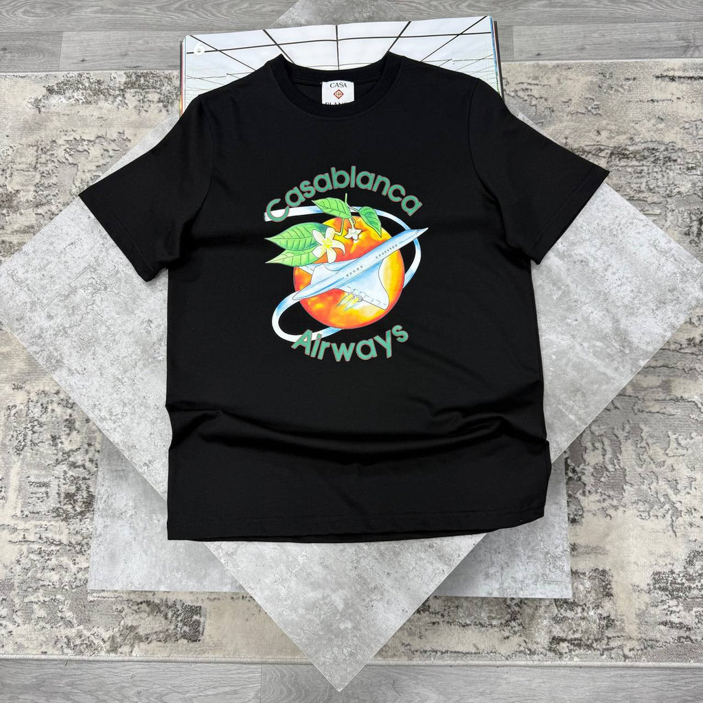 Casablanca Orbit Orange Graphic Mens T-Shirts in 2 Colors Best Sale UK Reps AAA Quality