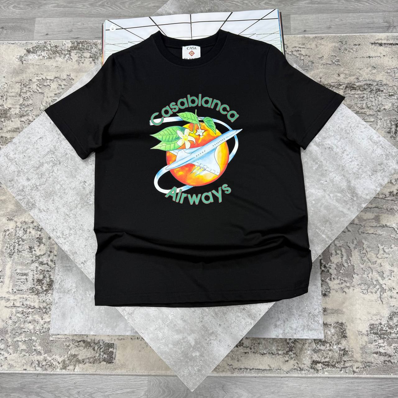 Casablanca Orbit Orange Graphic Mens T-Shirts in 2 Colors Best Sale UK Reps AAA Quality