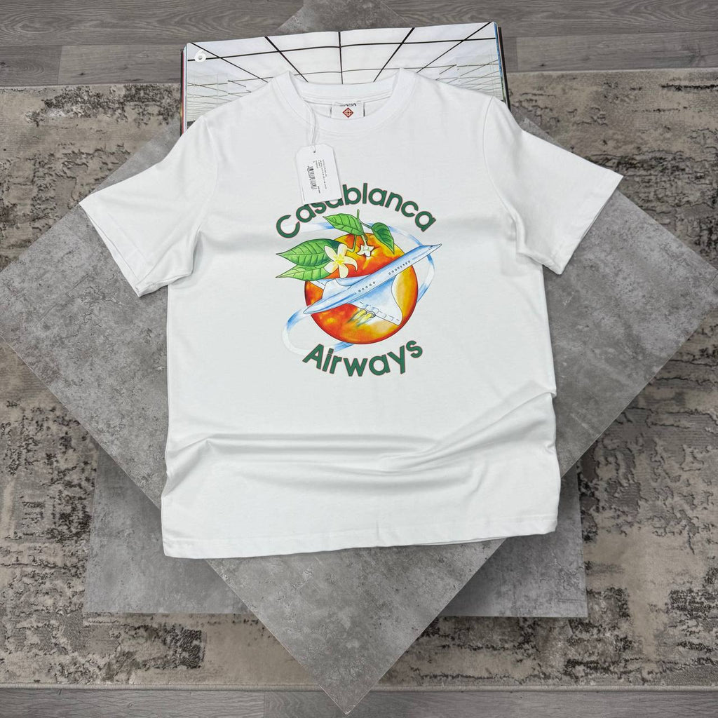 Casablanca Orbit Orange Graphic Mens T-Shirts in 2 Colors Best Sale UK Reps AAA Quality