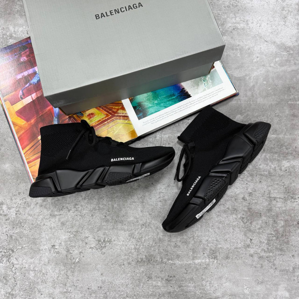Balenciaga Speed 2.0 Lace-Up Trainers Men's in Black Best Sale UK Reps AAA Quality
