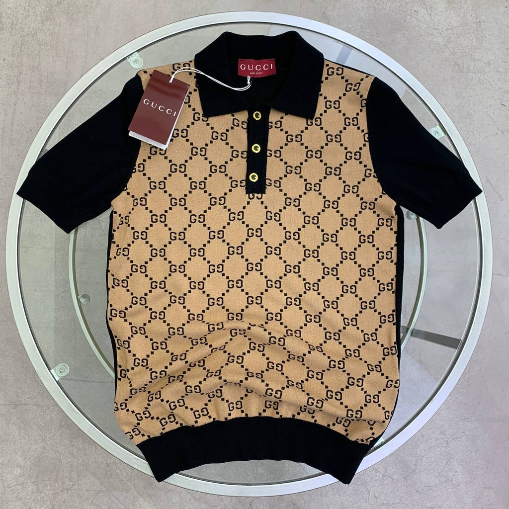 Gucci Men's Luxury Monogram Knit Polo Shirt Set AAA Quality Reps UK
