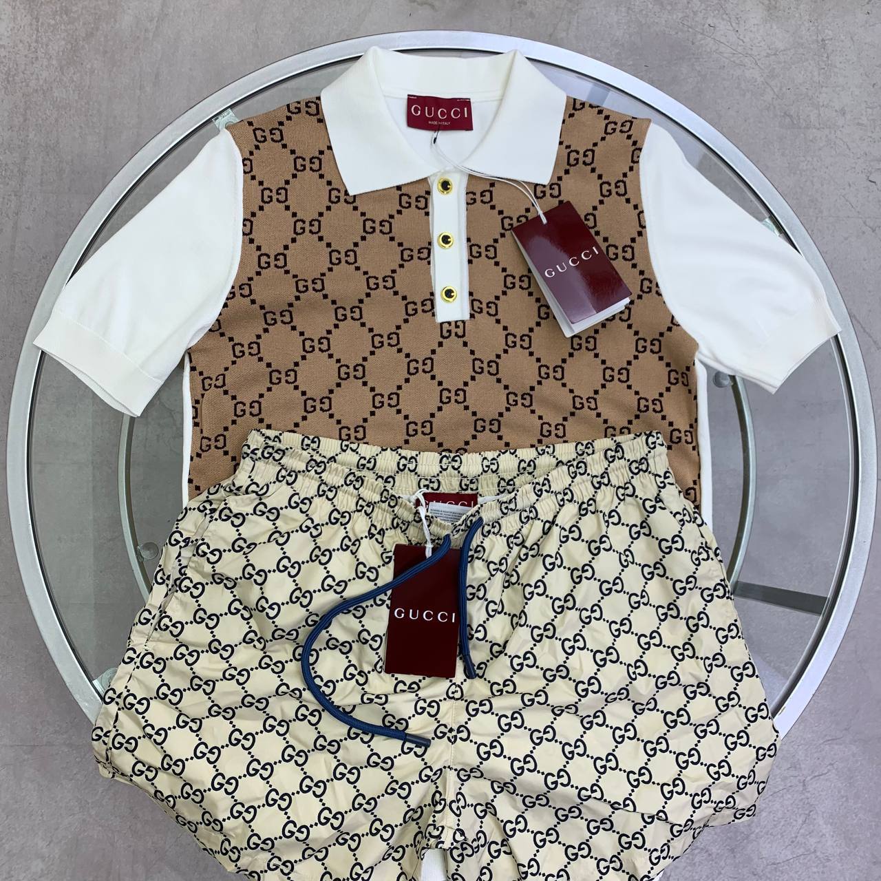Gucci Men's Luxury Monogram Knit Outfit Set AAA Quality Reps UK