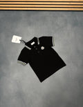 Moncler Enfant Brand Print Crewneck Stretch Cotton Navy Tricolor Trimmed Polo Shirts Mens in 2 Colors UK Reps AAA Quality