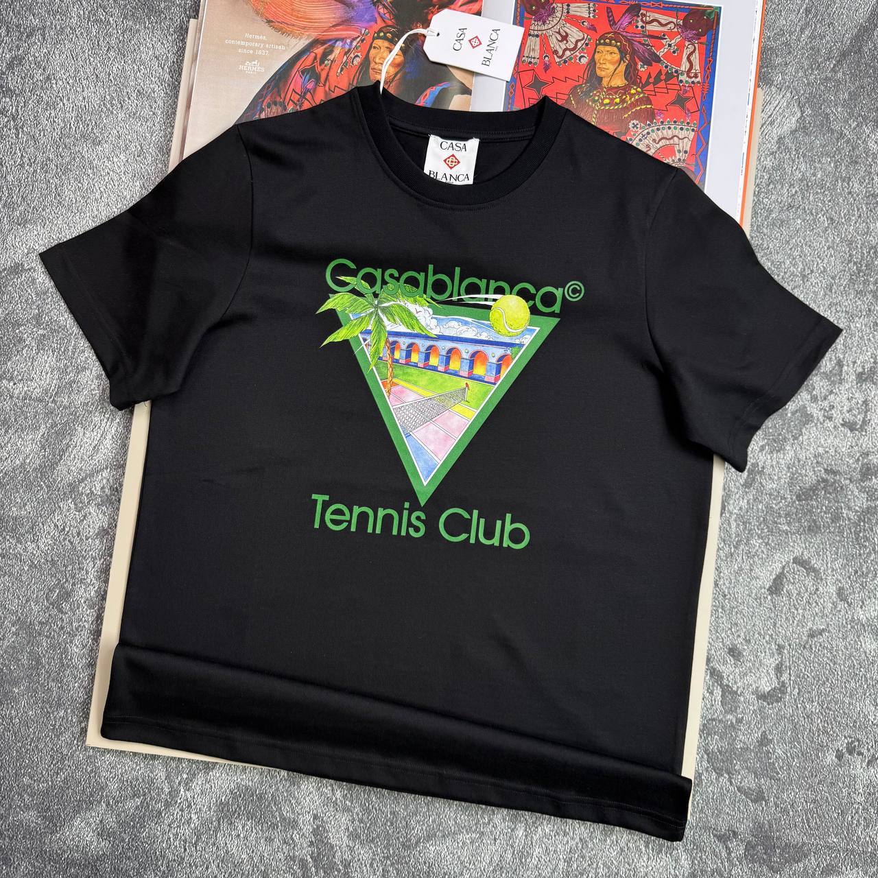 Casablanca Tennis Club Graphic Mens T-Shirts in 2 Colors Best Sale UK Reps AAA Quality