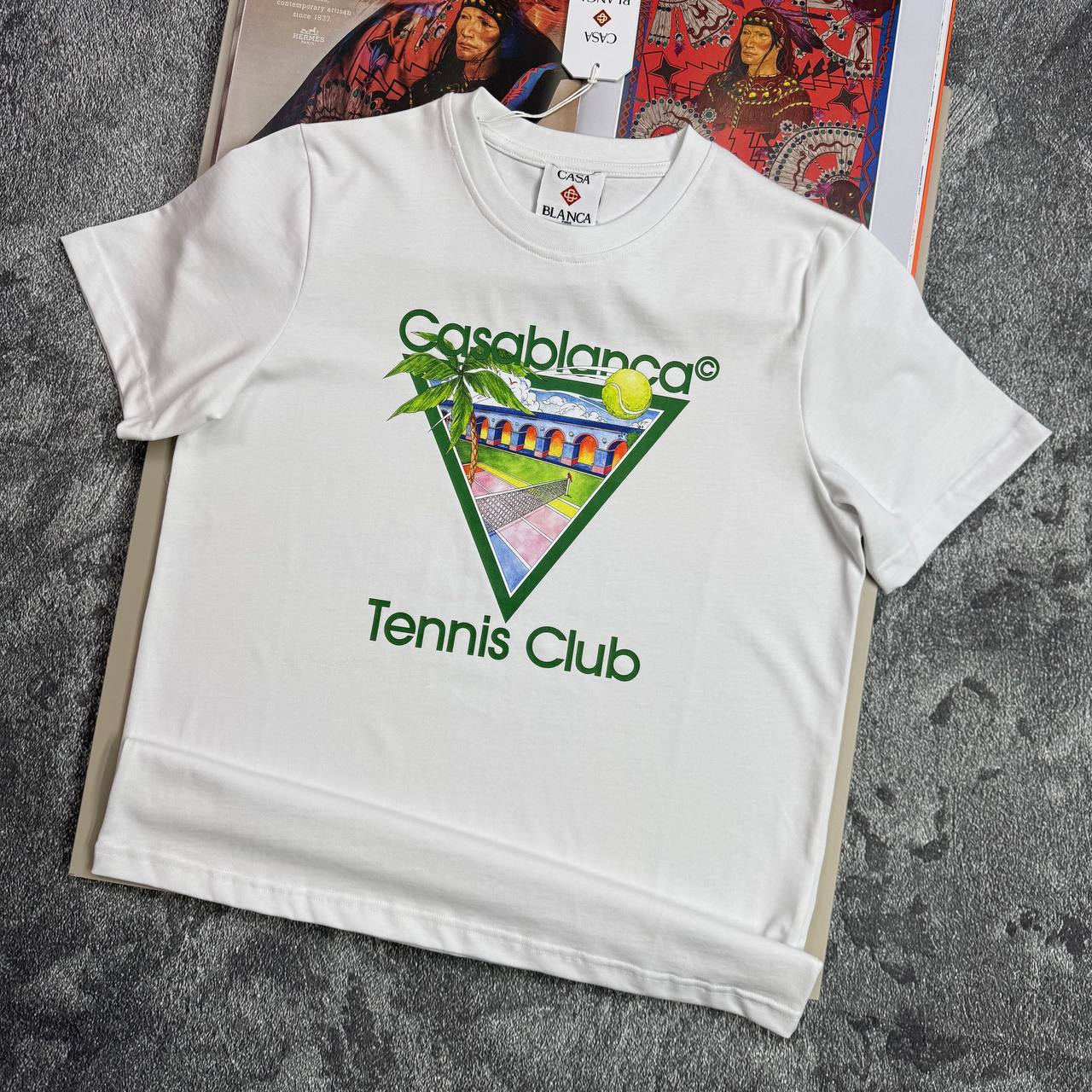 Casablanca Tennis Club Graphic Mens T-Shirts in 2 Colors Best Sale UK Reps AAA Quality