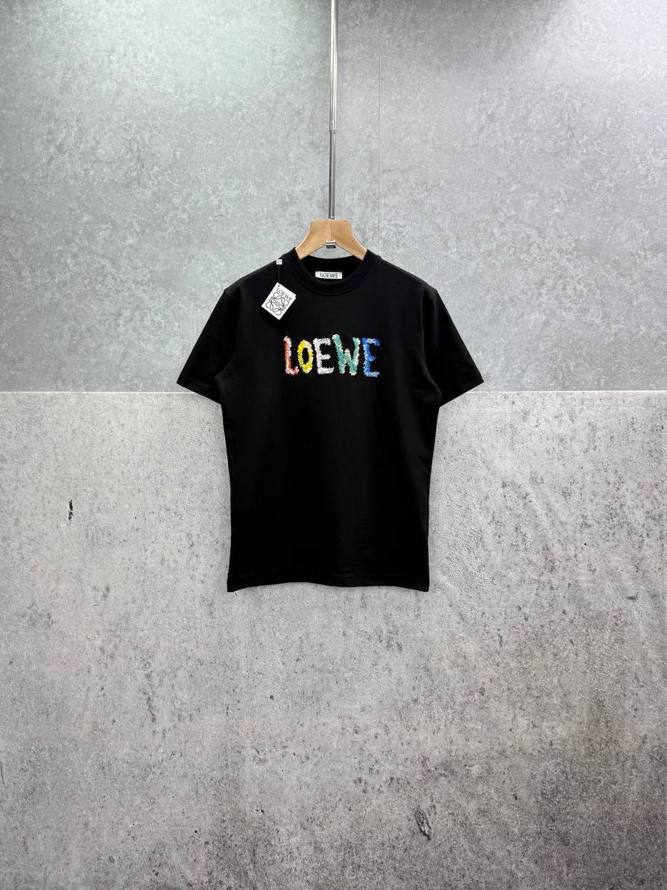 Loewe Logo Embroidered T-Shirts Mens in 2 Colors UK Reps AAA Quality