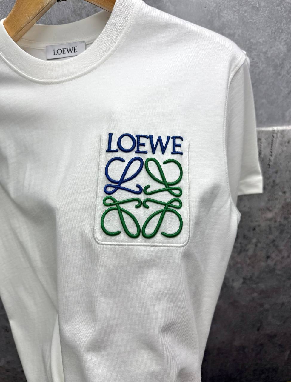 Loewe Brand-Embroidered Pocket T-Shirts Mens in 2 Colors UK Reps AAA Quality