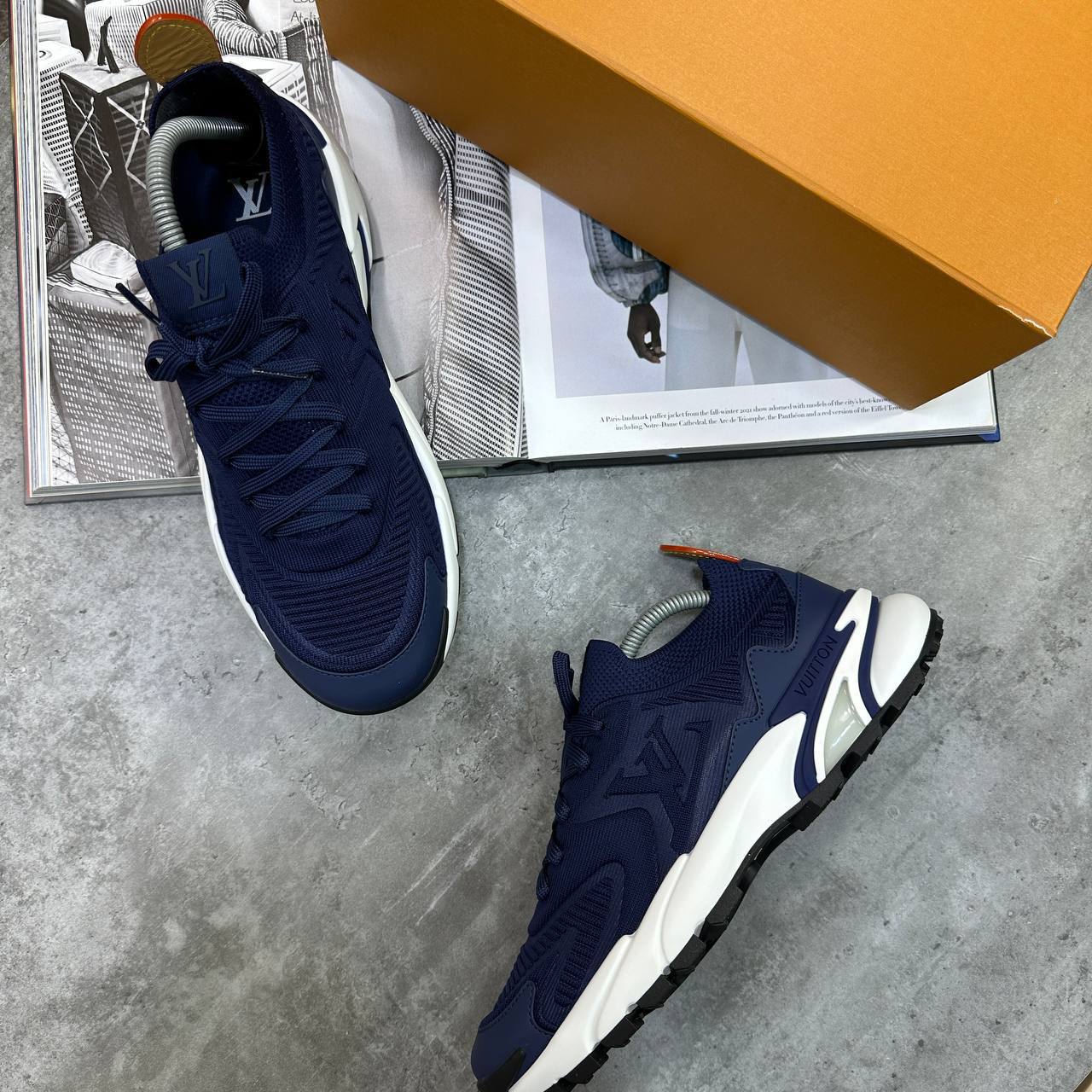 Louis Vuitton Runner Tactic Trainer Sneakers in Navy Blue Mens UK Reps AAA Quality