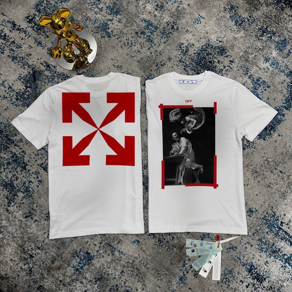 Off-White Caravaggio Arrow T-Shirts Mens in 2 Colors Short Sleeves UK Reps AAA Quality