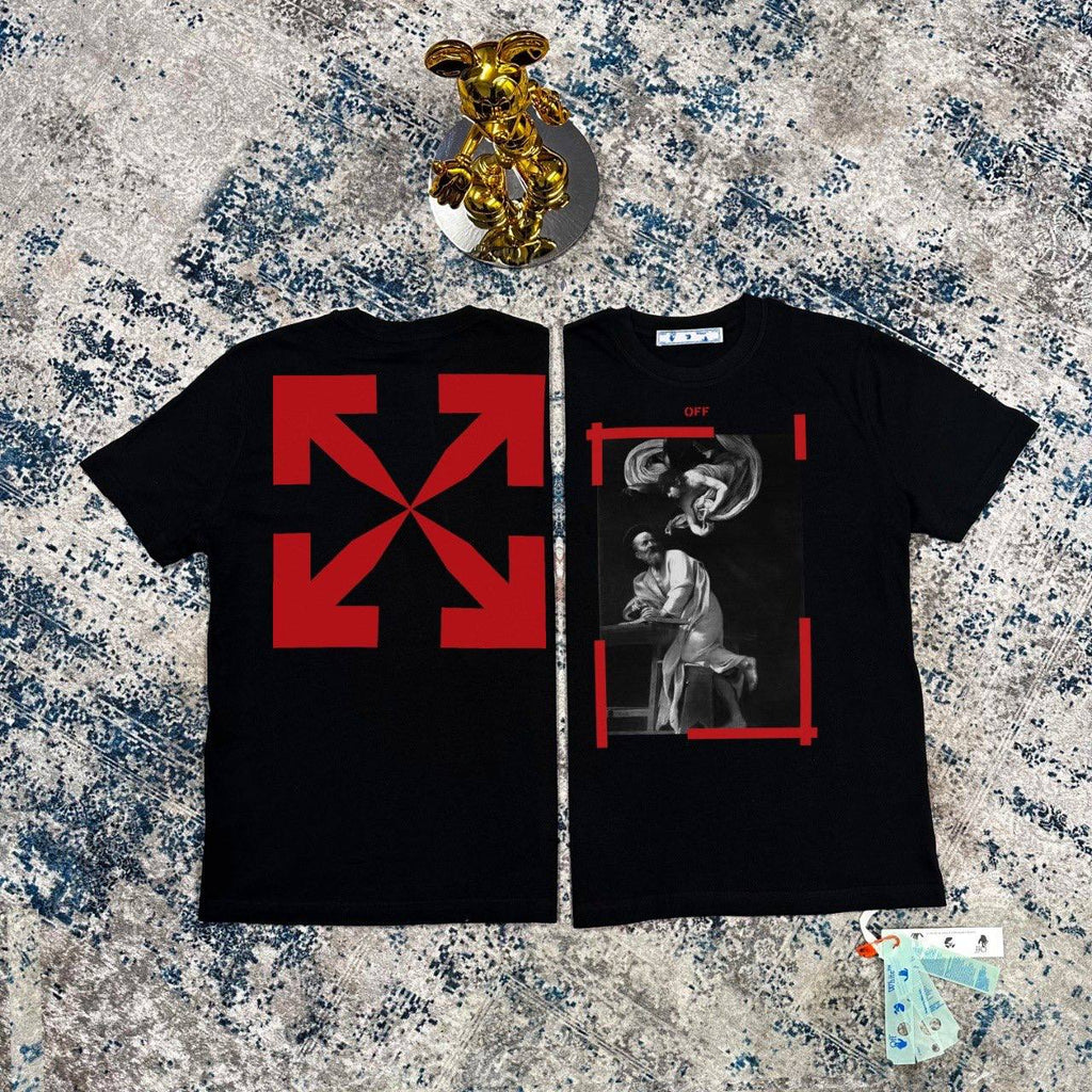 Off-White Caravaggio Arrow T-Shirts Mens in 2 Colors Short Sleeves UK Reps AAA Quality