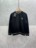Prada Chest Logo Ribbed Crew Neck Long Sleeves Mens Jumpers in 2 Colors UK Reps AAA Quality