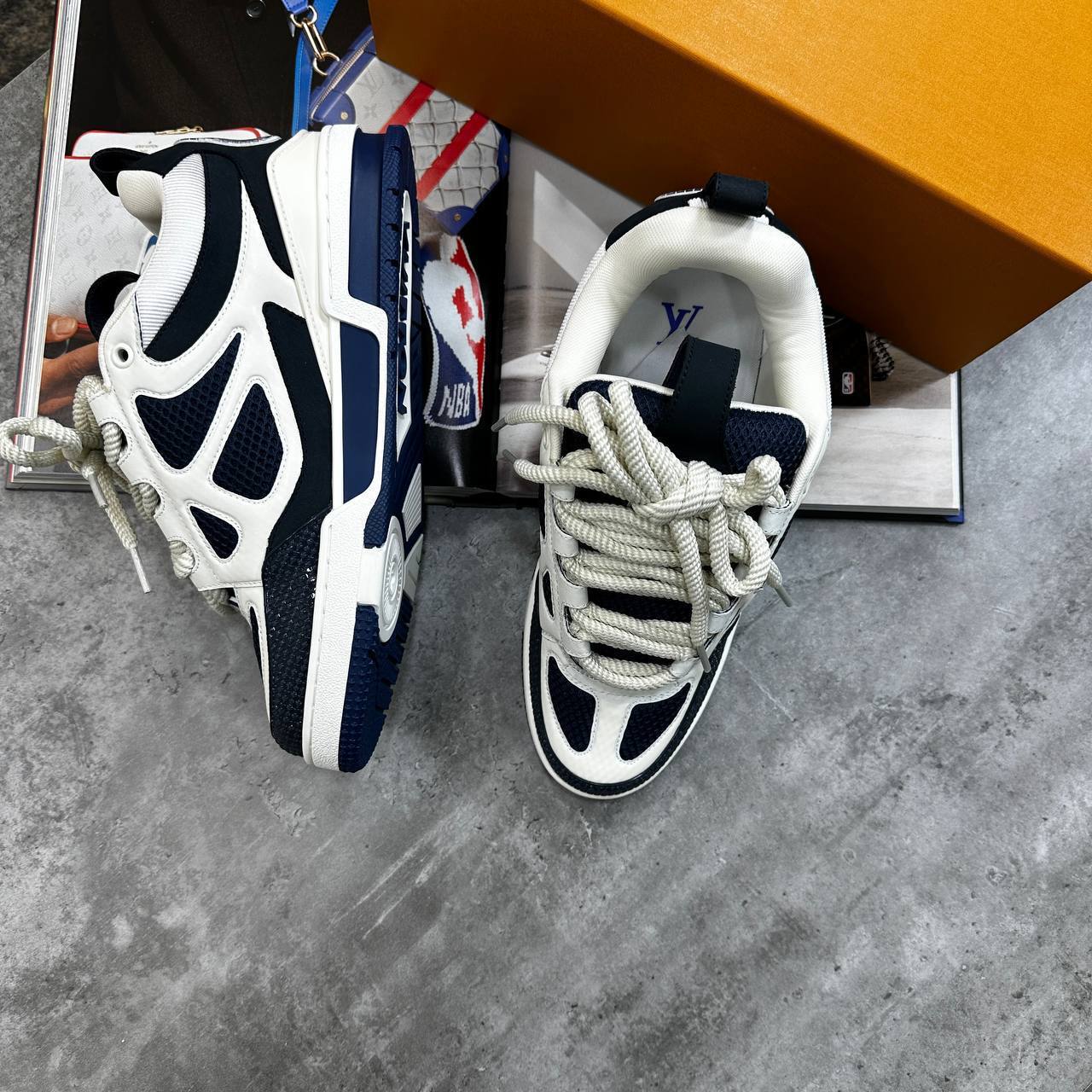 Louis Vuitton Low Top Skate Sneakers Navy/Black Mens Best Sale UK Reps AAA Quality