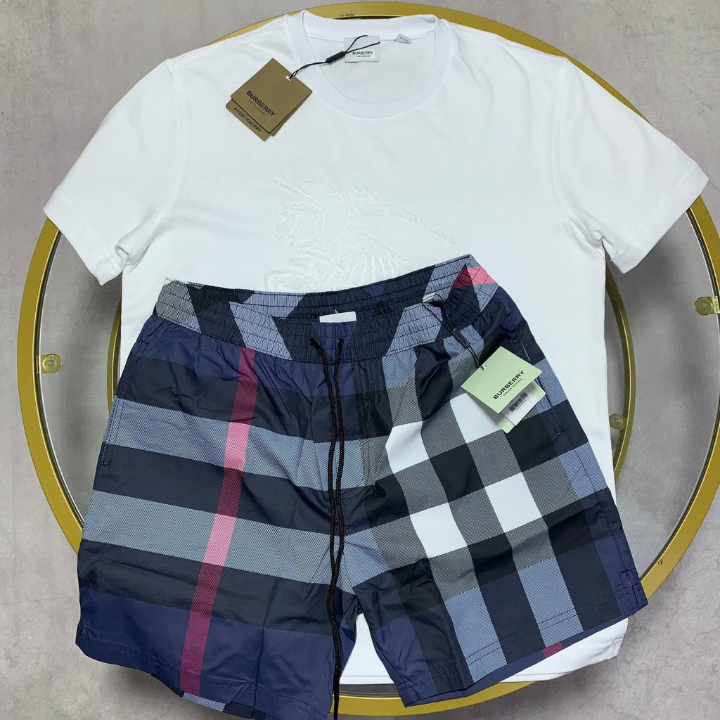 Burberry EKD Cotton T-shirt & Shorts Set in Multiple Colors Mens Best Sale UK Reps AAA Quality