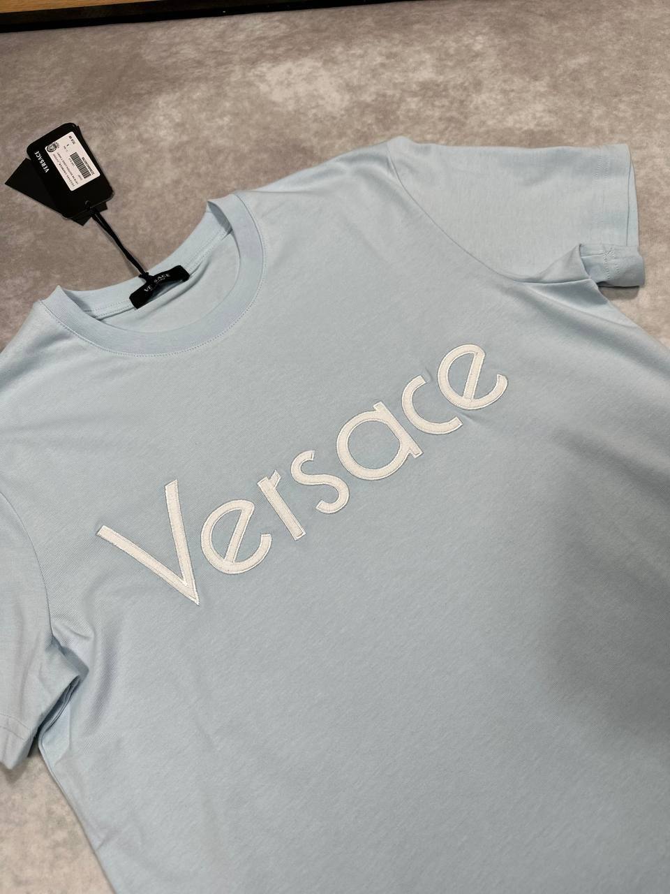 Versace Cotton Logo Embroidered Tribute Mens T-Shirts in 2 Colors UK Reps AAA Quality