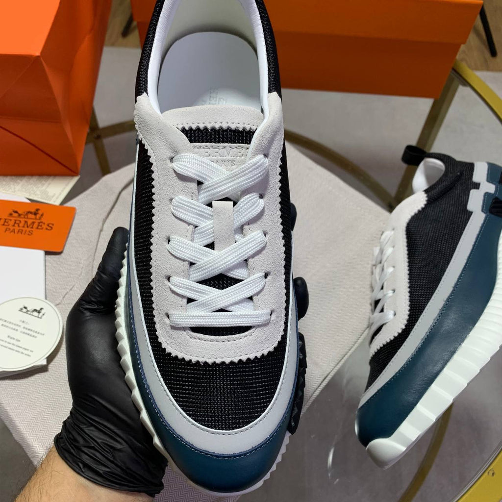 Hermes Black/Blue Bouncing Sneakers Men's Best Sale UK Reps AAA Quality