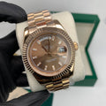Rolex Day-Date Chocolate Dial Fluted Bezel Watch with Rose Gold Bracelet Mens Watches Best Sale UK Reps AAA Quality