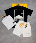 Rhude Chevron Tee Men's Cotton Chevron Logo T-Shirts & Shorts Set in Multiple Colors UK Reps AAA Quality