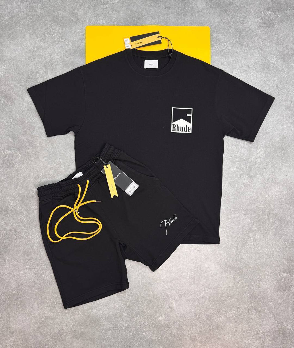 Rhude Chevron Tee Men's Cotton Chevron Logo T-Shirts & Shorts Set in Multiple Colors UK Reps AAA Quality