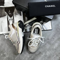 Chanel Laminated Ivory Metallic Flat Trainers Women's in Shiny Gold Color UK Reps AAA Quality