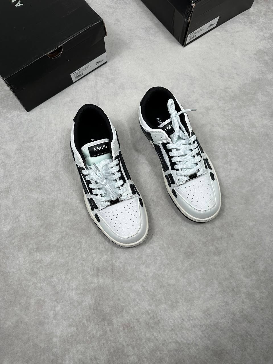 Amiri Skel Low-Top Leather Sneakers in White Mens Best Sale UK Reps AAA Quality