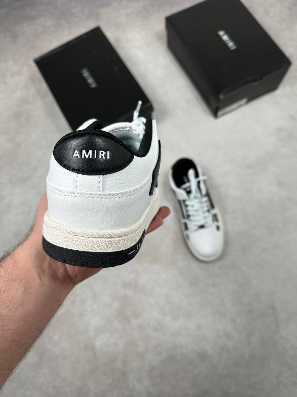 Amiri Skel Low-Top Leather Sneakers in White Mens Best Sale UK Reps AAA Quality