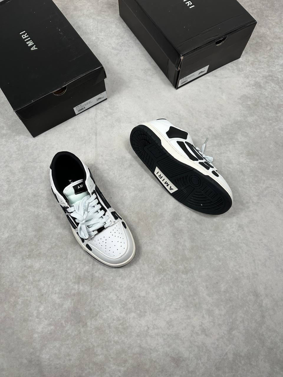 Amiri Skel Low-Top Leather Sneakers in White Mens Best Sale UK Reps AAA Quality