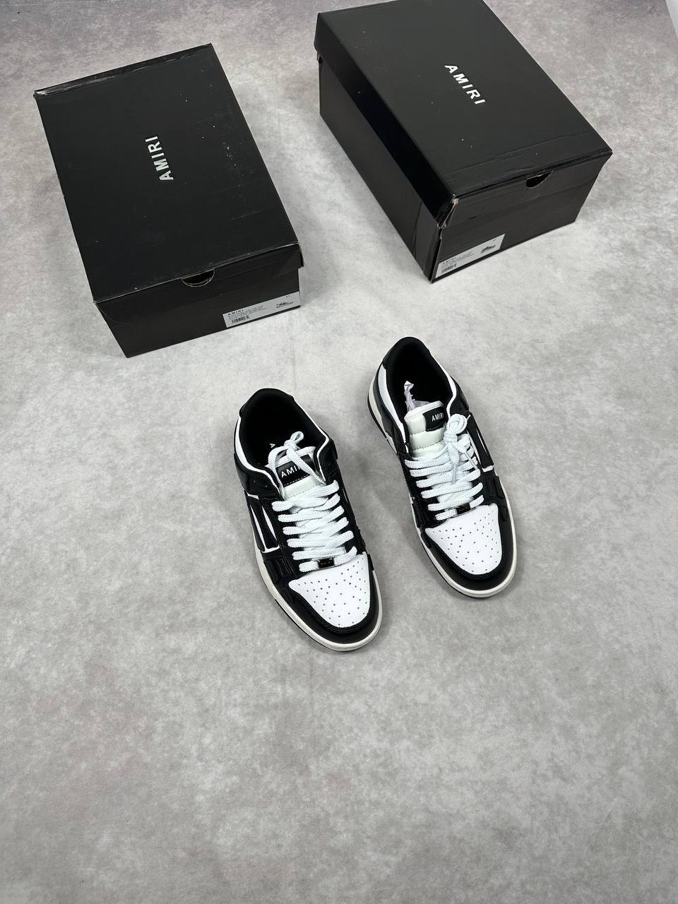 Amiri Skel Low-Top Leather Sneakers in Black Mens Best Sale UK Reps AAA Quality