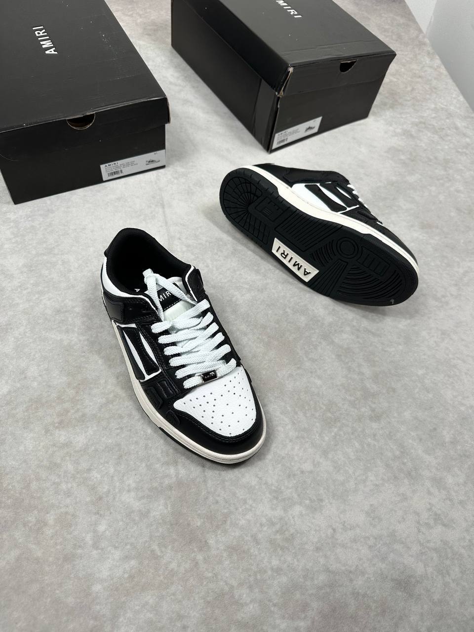 Amiri Skel Low-Top Leather Sneakers in Black Mens Best Sale UK Reps AAA Quality