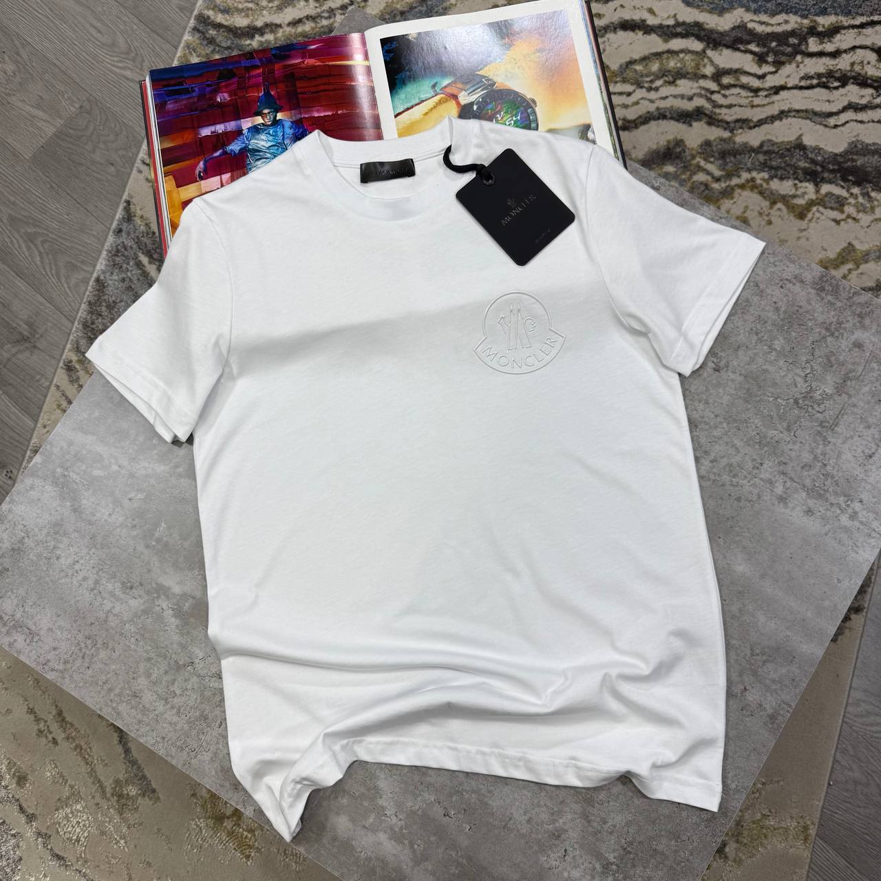 Moncler Logo-Flocked Appliqued Cotton-Jersey T-Shirt Mens in Multiple Colors Best Sale UK Reps AAA Quality