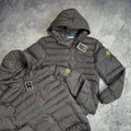 Stone Island Scotch And Soda Puffer Down Jacket With Attached Hood Mens in Black Best Sale UK Reps AAA Quality
