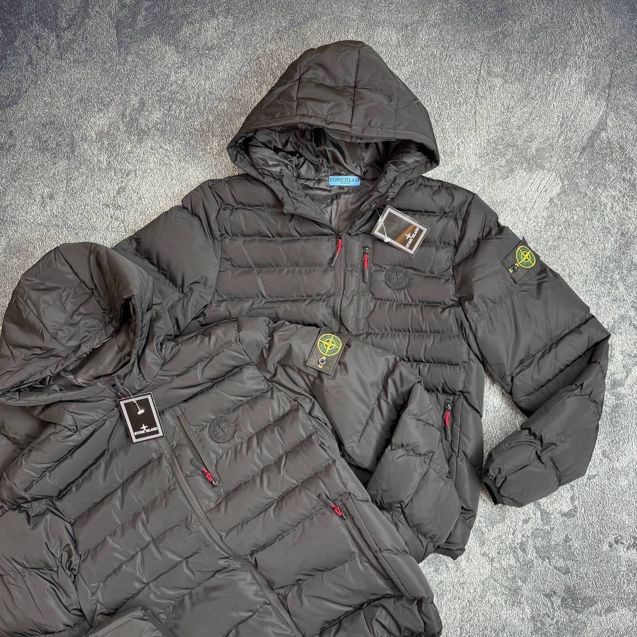 Stone Island Scotch And Soda Puffer Down Jacket With Attached Hood Mens in Black Best Sale UK Reps AAA Quality