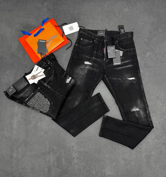 Dsquared2 Skinny Denim Jeans Mens in Black Color Multiple Waist Sizes Best Sale UK Reps AAA Quality