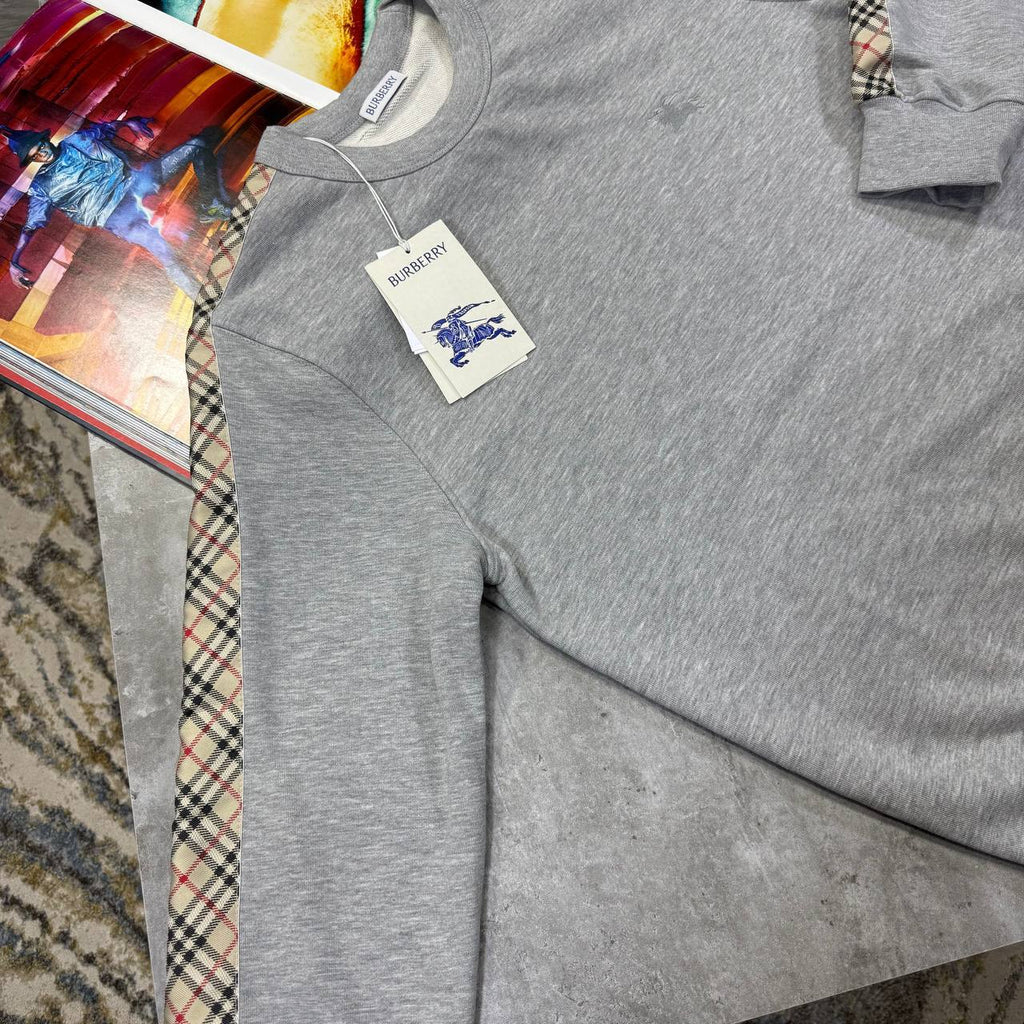 Burberry Cotton Check-Trim Sweatshirt Mens in 2 Colors Best Sale UK Reps AAA Quality