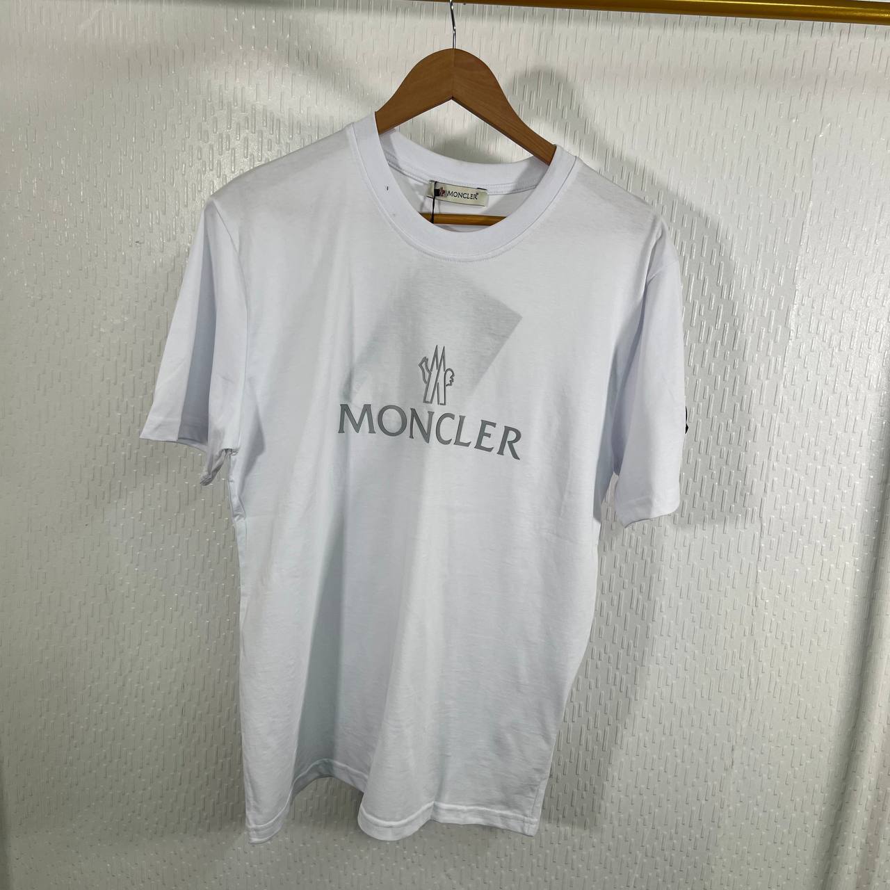 Moncler Reflective Logo Print T-Shirt Mens in 2 Colors Best Sale UK Reps AAA Quality