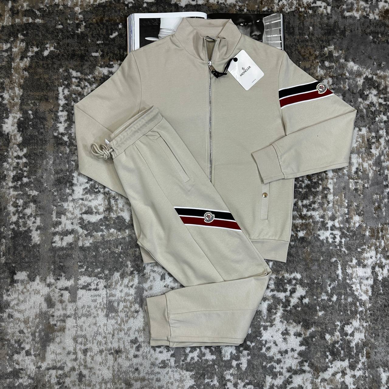 Moncler Tri Colour Accent Zip Cardigan Mens Tracksuit in 2 Colors Best Sale UK Reps AAA Quality