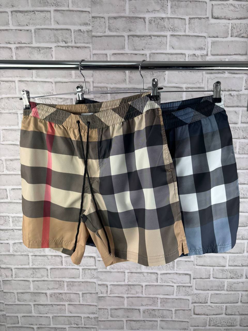 Burberry Exaggerated Check Drawcord Swim Shorts Men's Straight-Leg Mid-Length UK Reps Sale AAA Quality