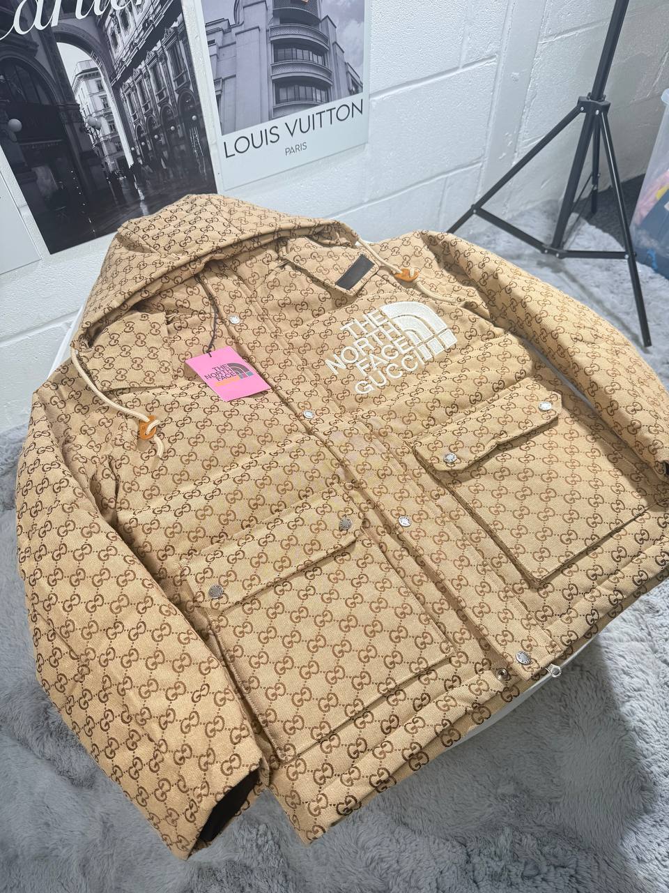 Gucci x The North Face Print Jacket Beige/Ebony Mens Best Sale UK Reps AAA Quality