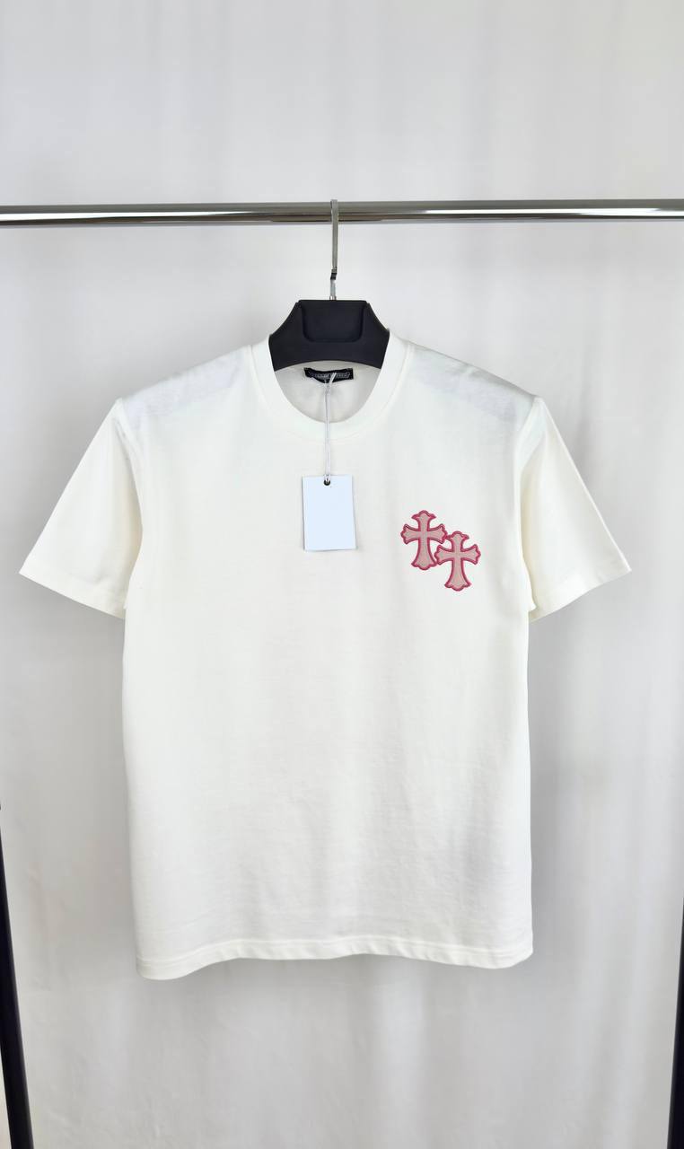 Chrome Hearts Pink Logo T Shirt Round Neck Mens in 2 Colors Best Sale UK Reps AAA Quality