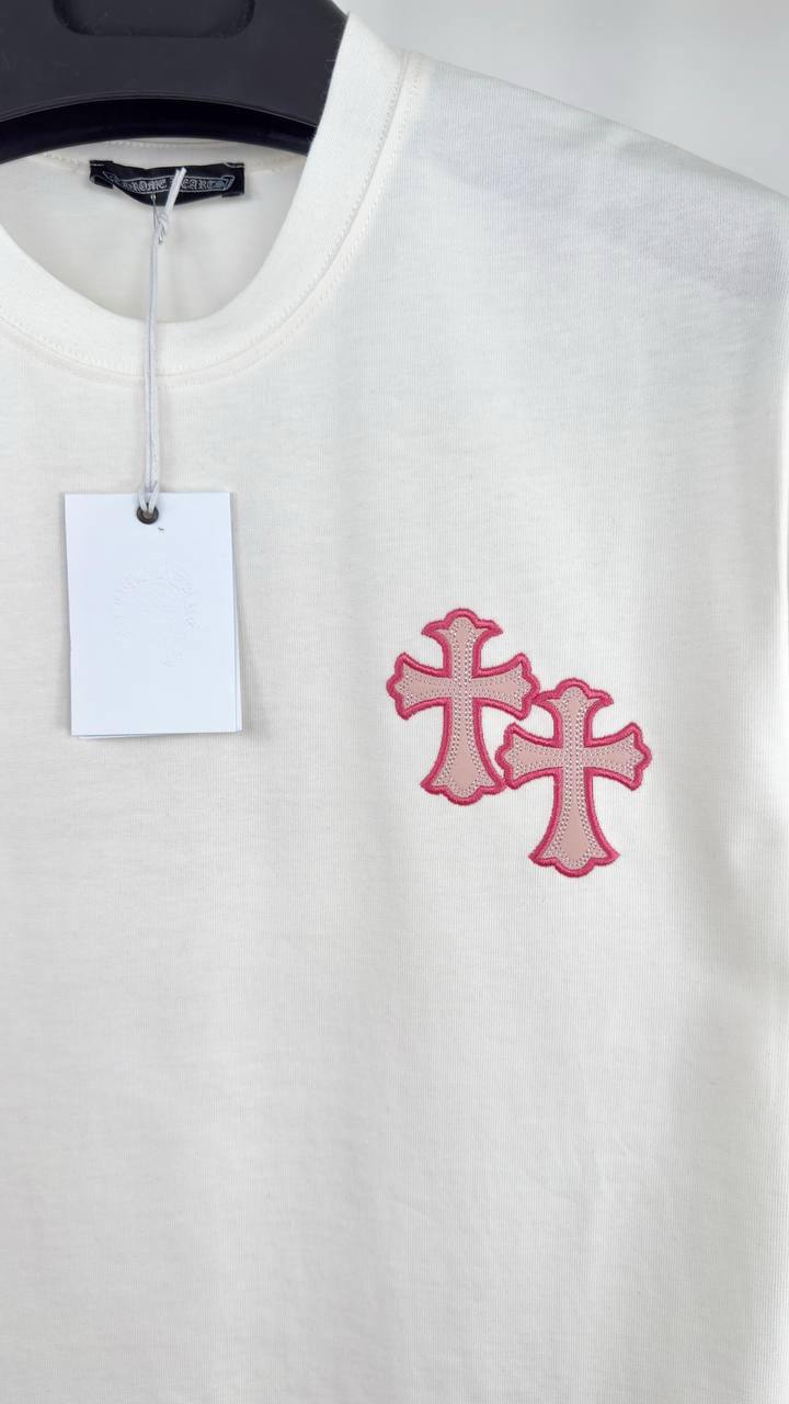 Chrome Hearts Pink Logo T Shirt Round Neck Mens in 2 Colors Best Sale UK Reps AAA Quality