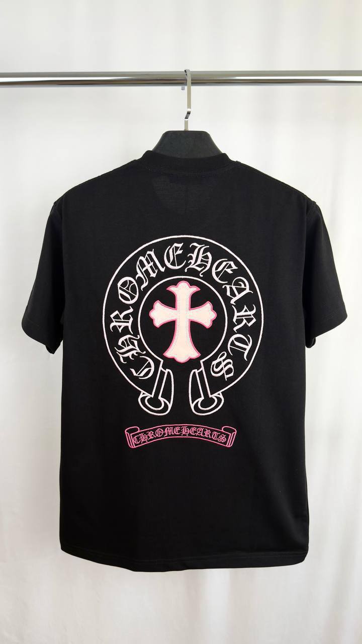 Chrome Hearts Pink Logo T Shirt Round Neck Mens in 2 Colors Best Sale UK Reps AAA Quality