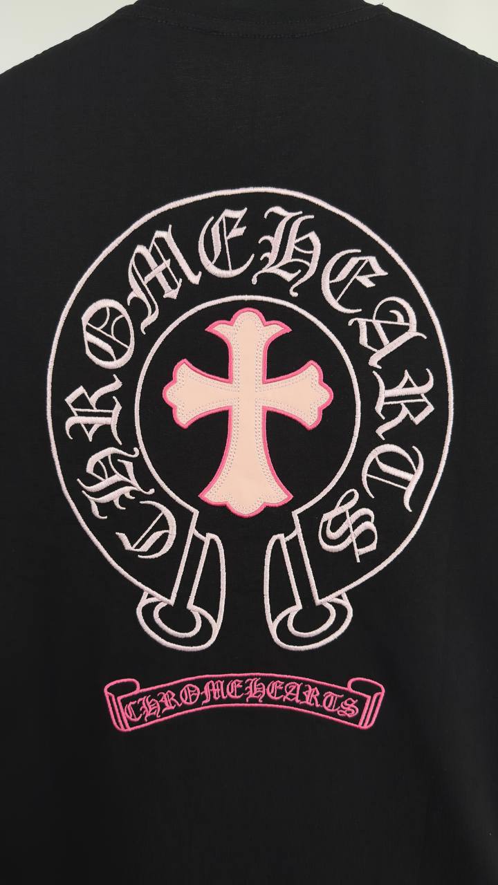 Chrome Hearts Pink Logo T Shirt Round Neck Mens in 2 Colors Best Sale UK Reps AAA Quality