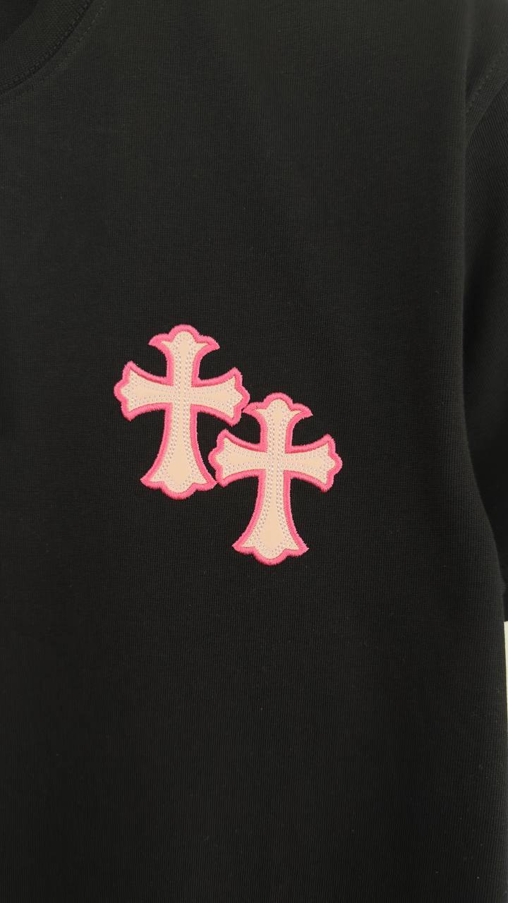 Chrome Hearts Pink Logo T Shirt Round Neck Mens in 2 Colors Best Sale UK Reps AAA Quality