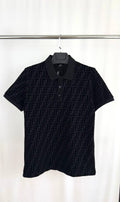 Fendi FF Monogram Polo Shirts Mens in Black Color Best Sale UK Reps AAA Quality
