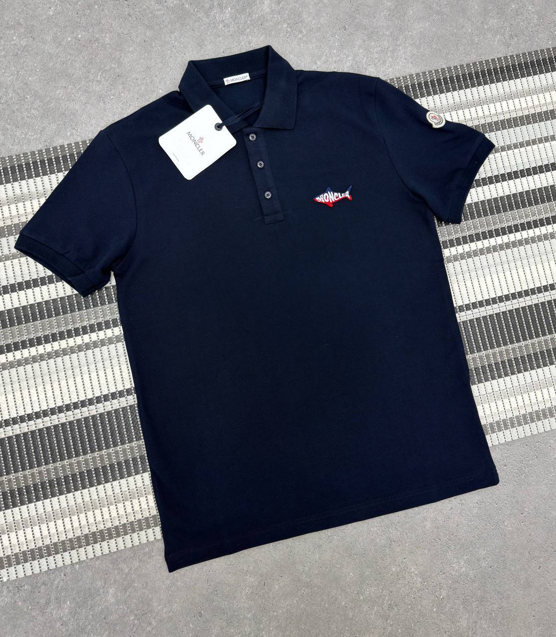 Moncler Shark Patch Cotton Piquet Polo Shirt Men's Multiple Colors UK Reps AAA