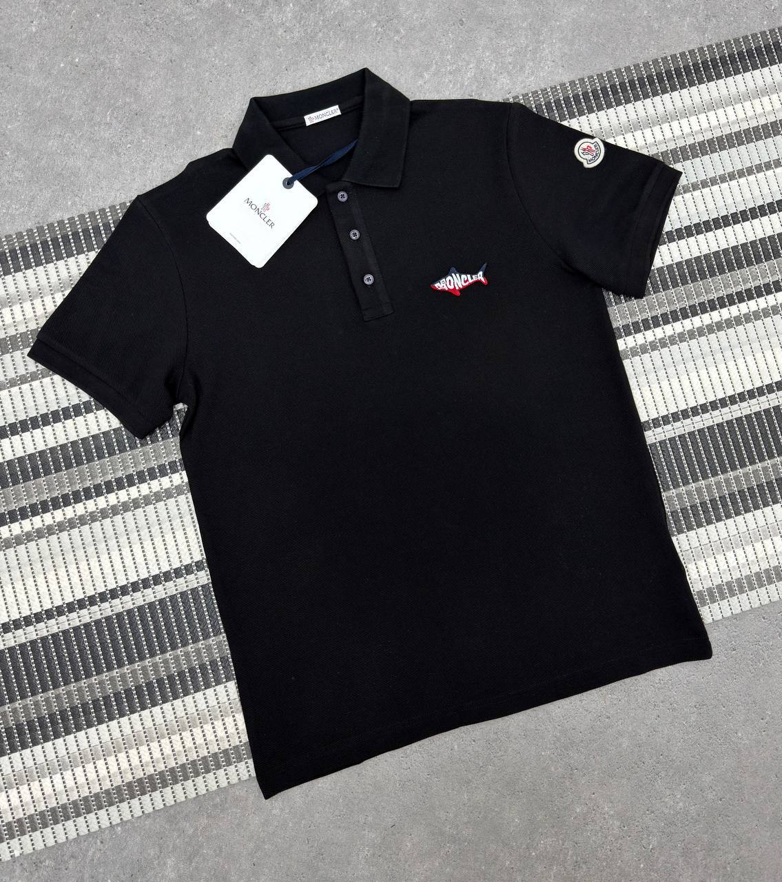 Moncler Shark Patch Cotton Piquet Polo Shirt Men's Multiple Colors UK Reps AAA