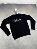 Christian Dior Logo Embroidered Round Neck Mens Jumpers in Black Color Best Sale UK Reps AAA Quality