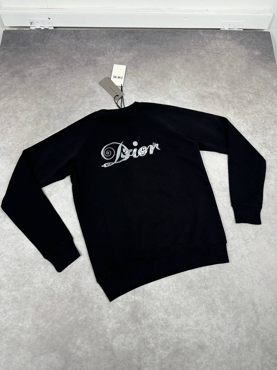 Christian Dior Logo Embroidered Round Neck Mens Jumpers in Black Color Best Sale UK Reps AAA Quality
