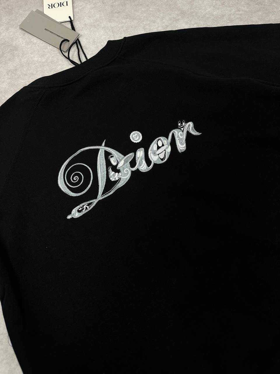 Christian Dior Logo Embroidered Round Neck Mens Jumpers in Black Color Best Sale UK Reps AAA Quality